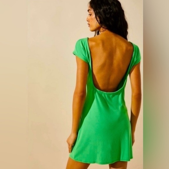 Free People Beach Vibrant Green Mini Dress - Picture 2 of 8